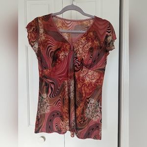 Red pattern top
